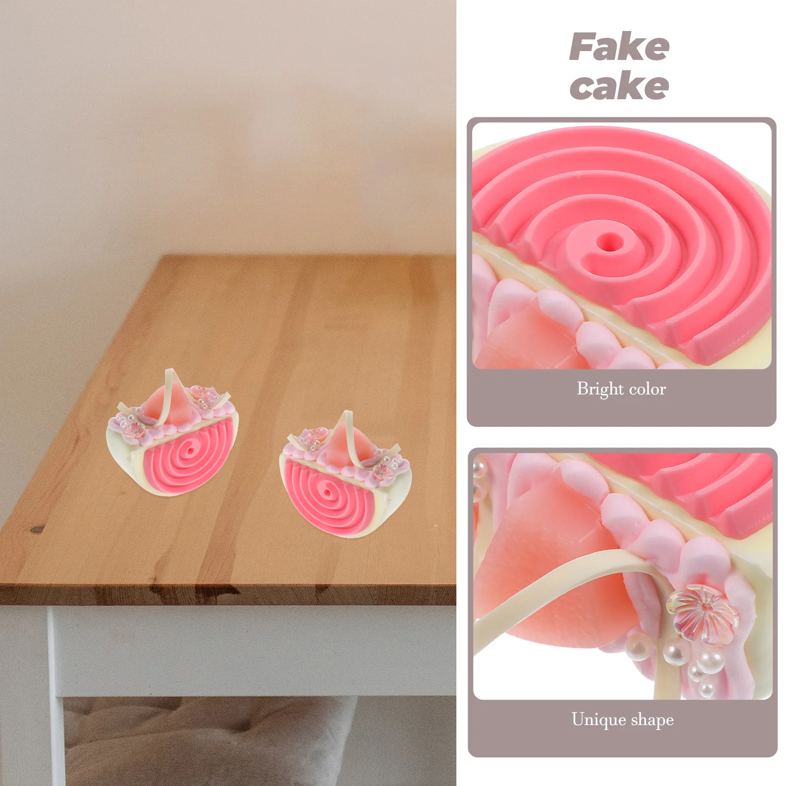 

6 Pcs Simulation Cake Decorations Realistic Dessert Models Artificial Fake Cakes Home Kitchen Party Office Shop Store Bakery