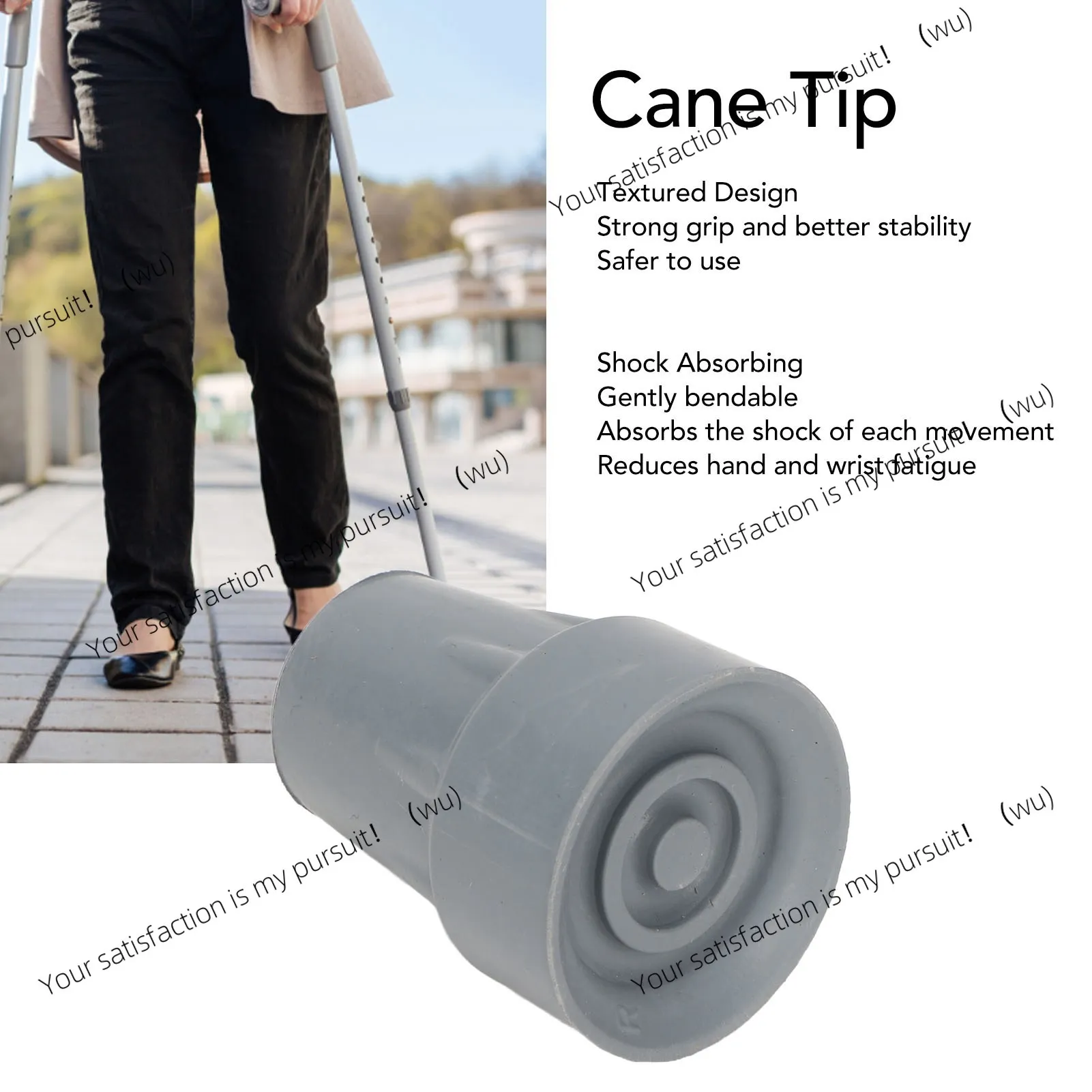 22Mm cane tip, non-slip, cushioning, heavy duty replacement rubber cane tip