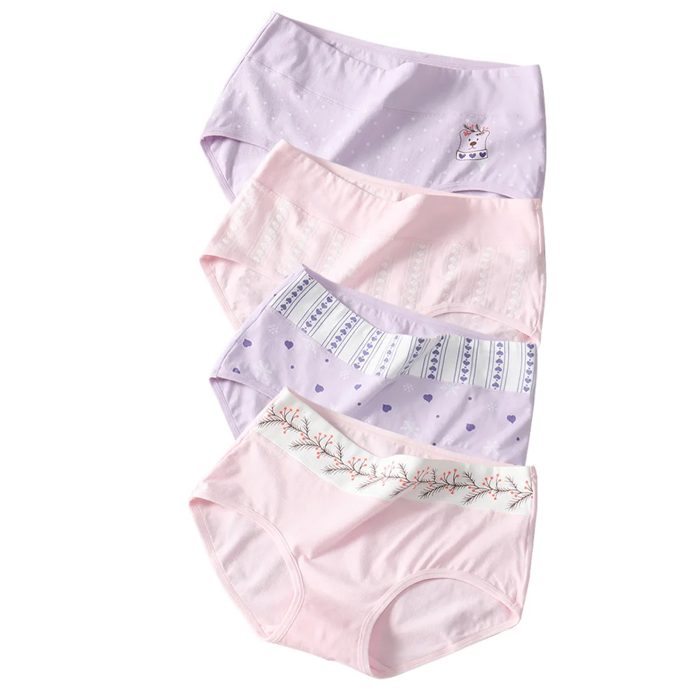 

4pcs Briefs HighWaist Breathable Underwear Kids Student Panties Children LeakProof CottonUnderwear Girl