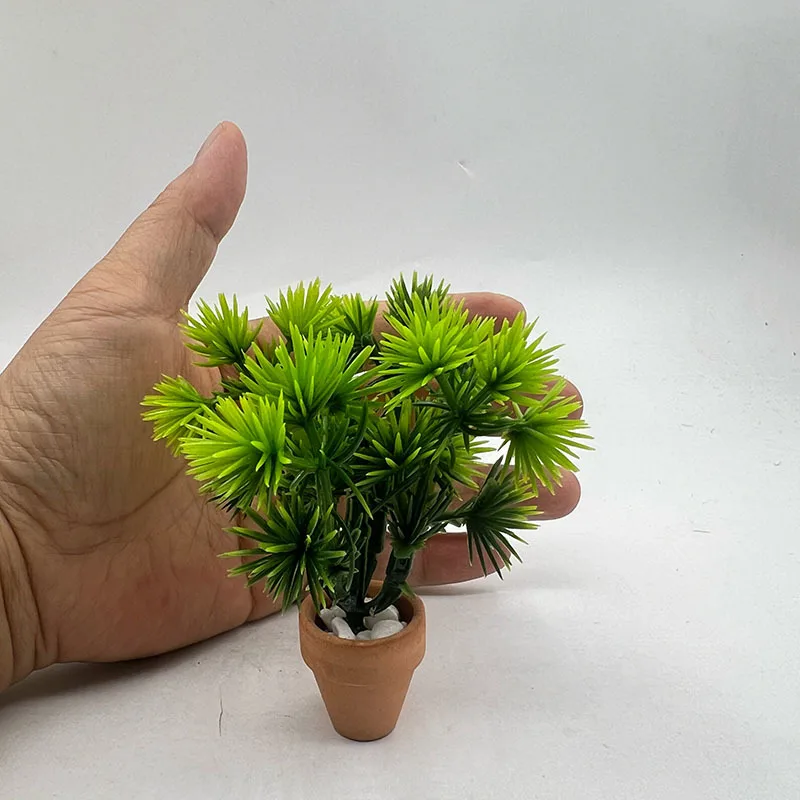 Mini Pine Needle Potted Plant Dollhouse Miniature Simulation Accessory Scene Props DIY Ornament