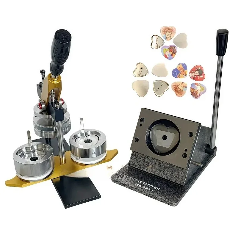 Heart Shape 57*53mm Button Maker Kit with Heart Paper Cutter and 100pcs Pin Button Badge Parts