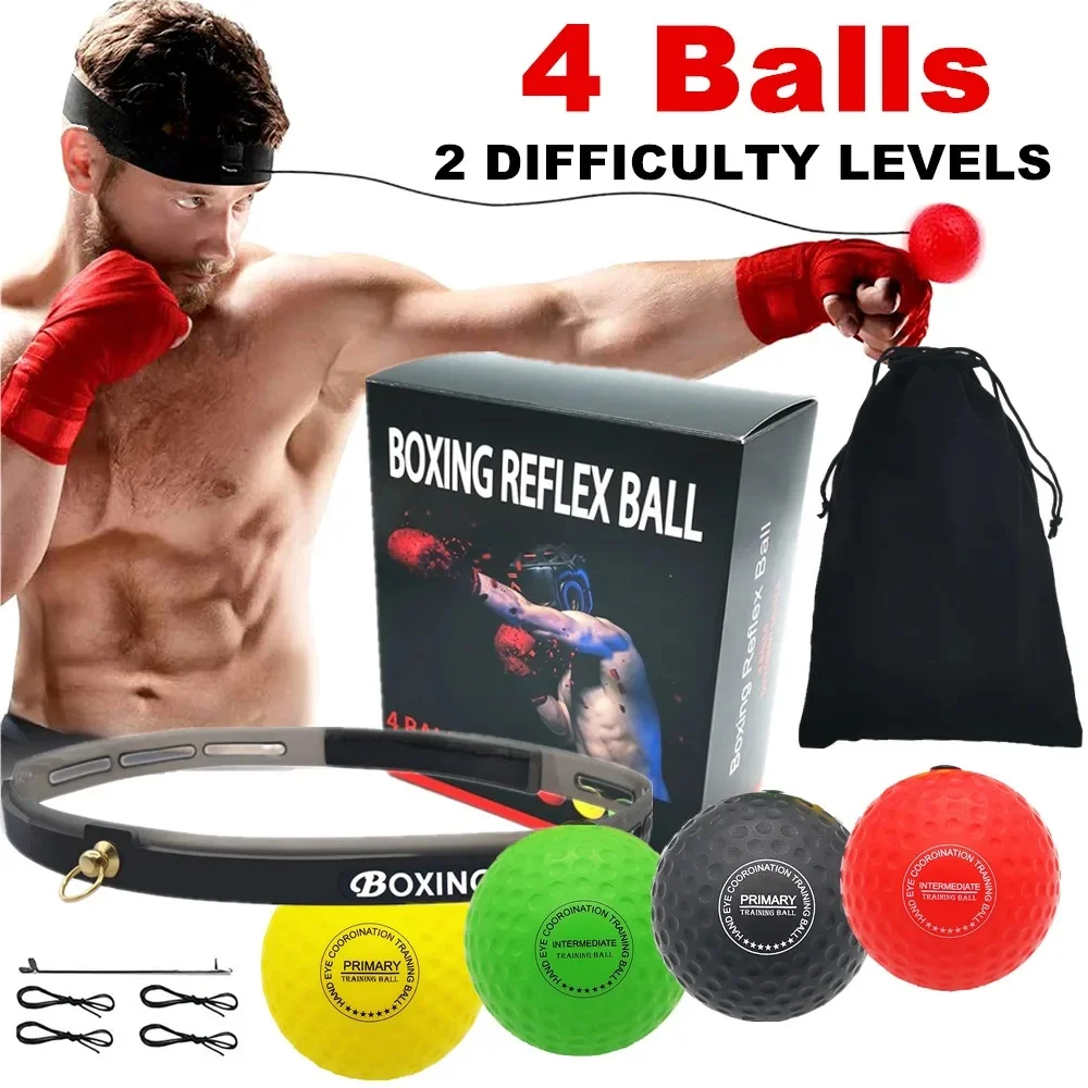 Boxing Reflex Ball Headband Punch Fighting Reaction Improve Reaction Speed Hand Eye Coordination Training Boxing Ball MMA Gear