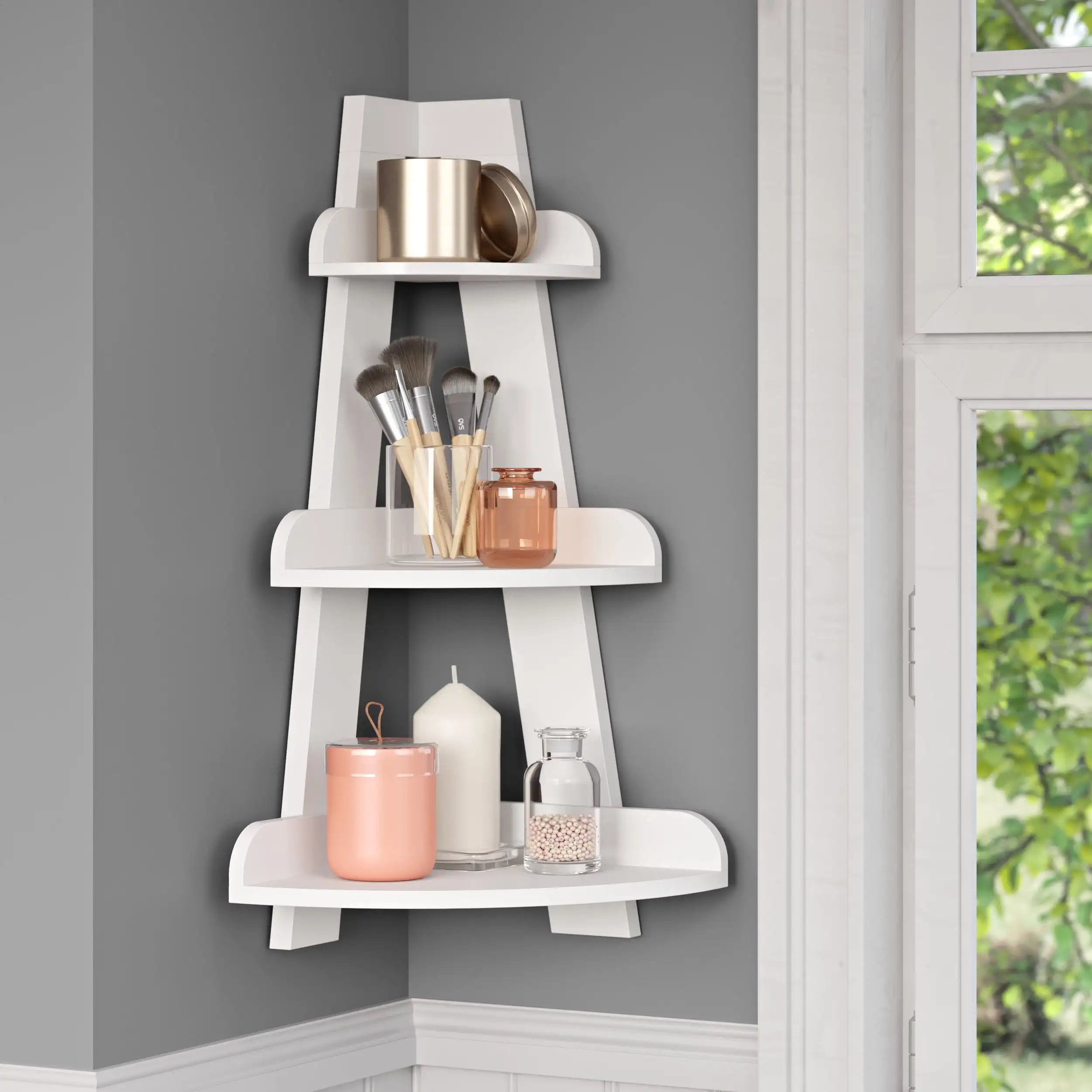 

RiverRidge Home Corner Floating Storage Wall Shelf