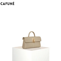 CAFUNE Women's Cowhide Vintage Briefcase Stance Wallet Shoulder Crossbody Commuter Carry Bag Messenger Handbag Bolsas Femininas