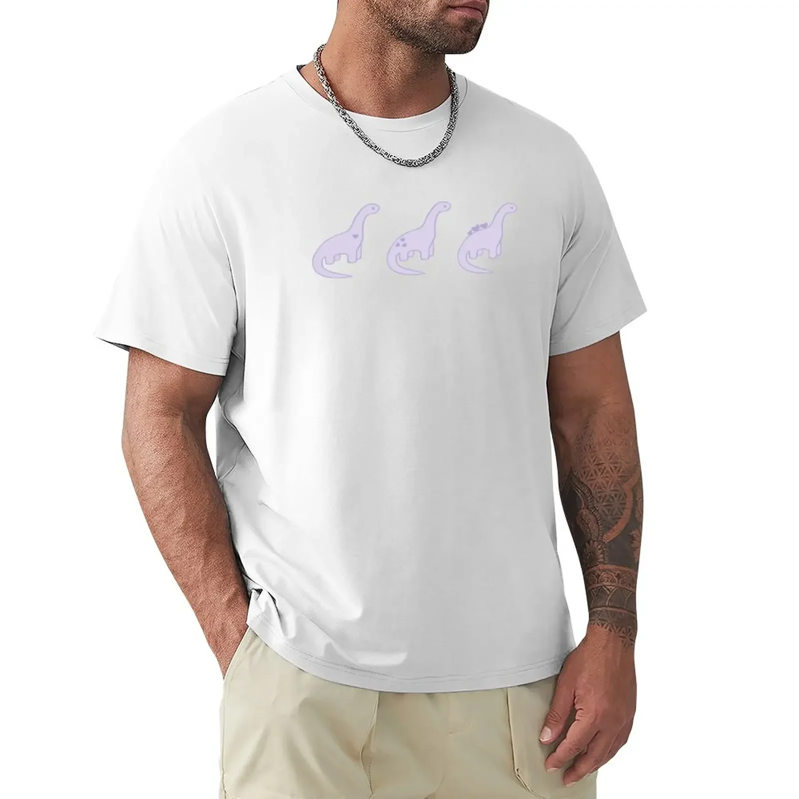 Lavender Heart Dinosaurs (White Background) T-Shirt customs design your own oversizeds men clothings