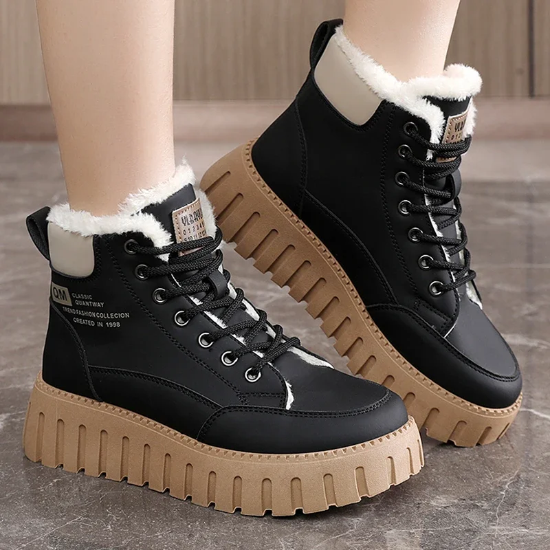 

Winter New High-top Short Plush Women's Ankle Boots Thick-soled Casual Warm Womens Snow Boots Fashionable Waterproof Ankle Boots