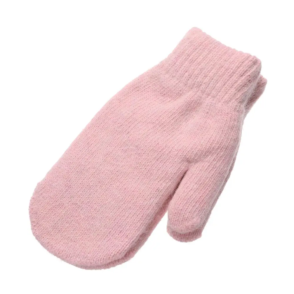 Warm Winte Soft Solid Color Double Layer All Fingers Rabbit Hair Mittens Winter Gloves