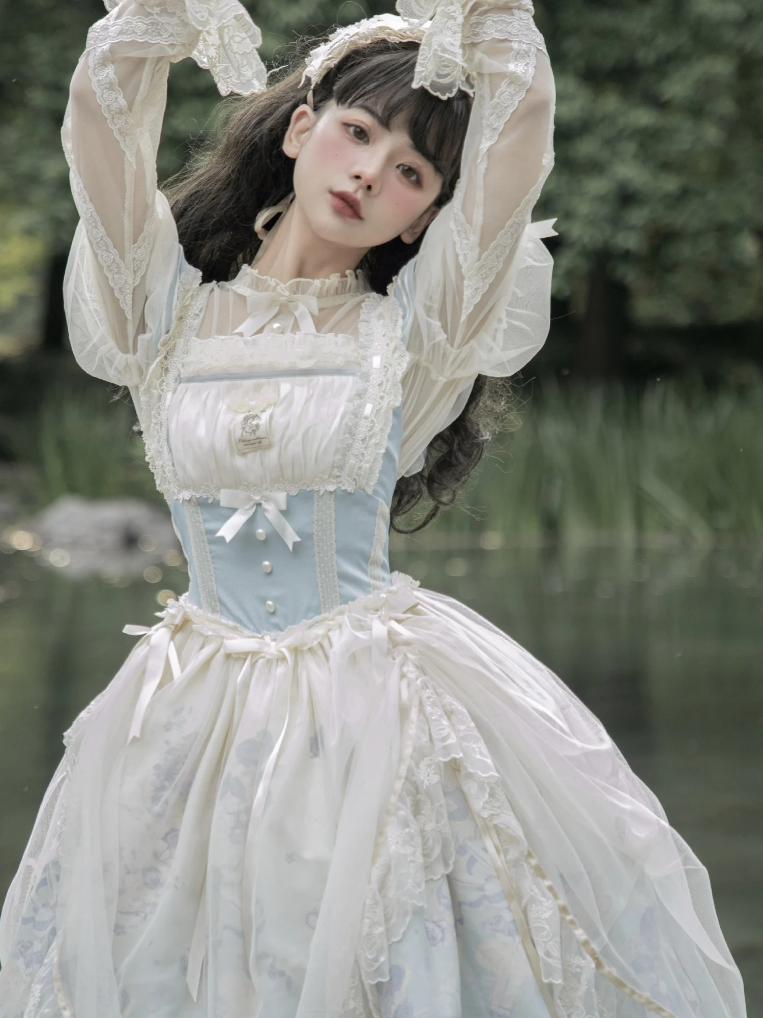 Vestido de Lolita de conejito de Ballet azul para mujer, vestido de princesa Kawaii, fiesta de té japonesa, suave