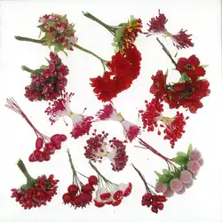 5/6/8/10/12/50/70/90pcs mini Red Artificial Flowers Stamen Berries Bundle DIY Christmas Wedding Cake Gift Box Wreaths Decoration