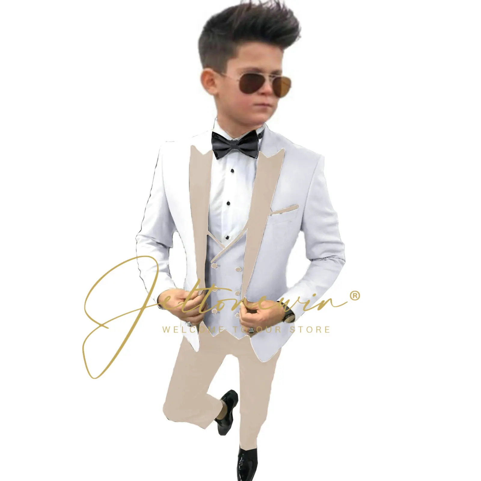 

Fashion Boy's Formal Wear Suits For Boy (Jacket+Pants+Vest) Peaked Lapel Kids Flower Boys Wedding Party Dress Blazer Sets