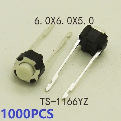 1000PCS 6x6x5/4.3mm Middle 2PIN DIP Long Pin Mini Push Button Switch for Audio PCB mounting Momentary Tact Switch Button copper