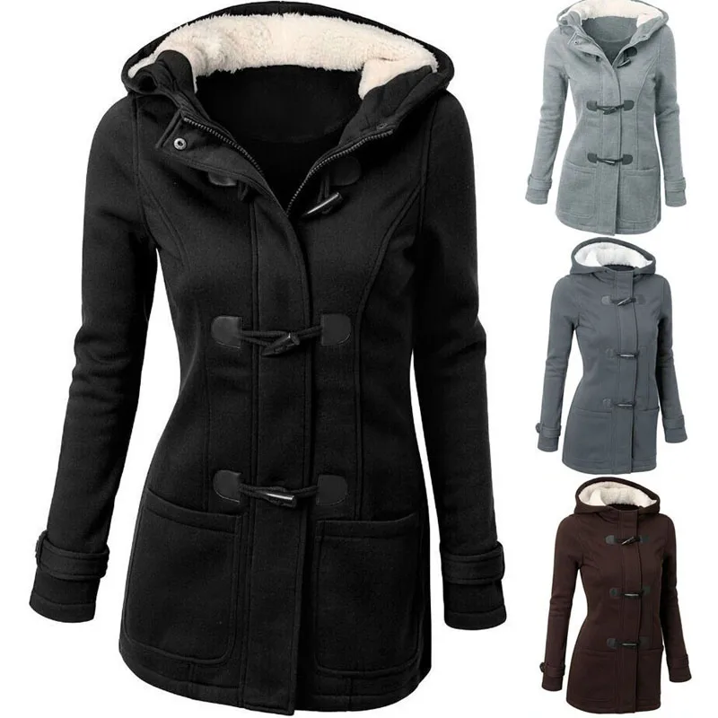 2025 New Best Selling Amazon Hooded Classic Cow Horn Button Jacket Cotton Coat Autumn/Winter Parkas Fashion Outerwear