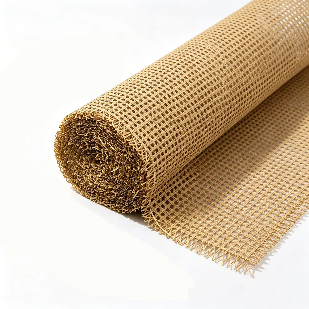 Trimmable Coffee Brown PE Wicker Simulation Panel for Home Office Partition Wall Cabinet Covering and Decoration Use