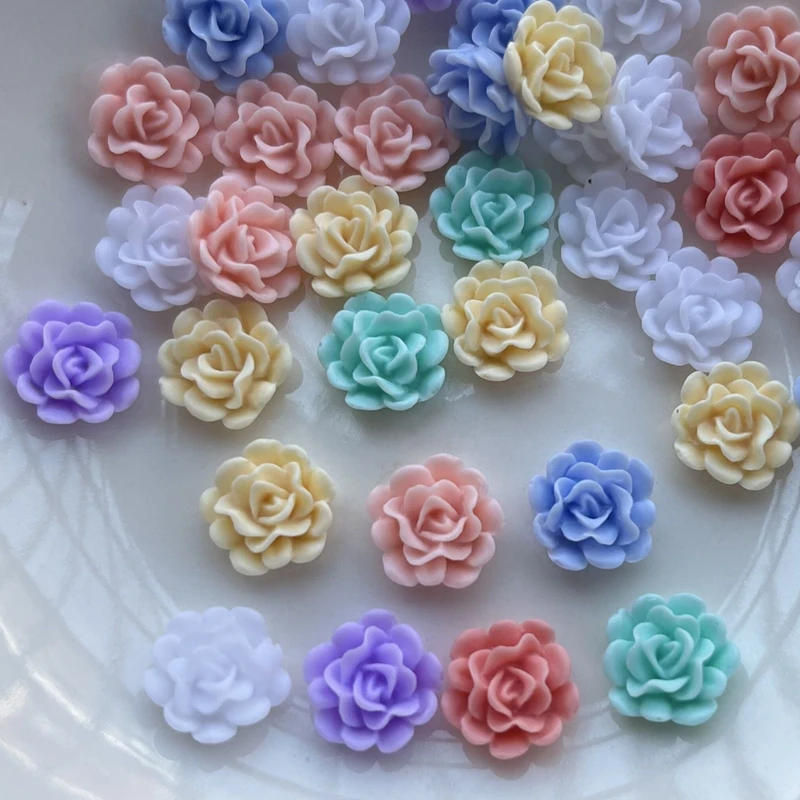 50pcs about 11mm/12mm Resin Flowers Decoration Crafts Flatback Cabochon For Scrapbooking Diy Accessories -HF82