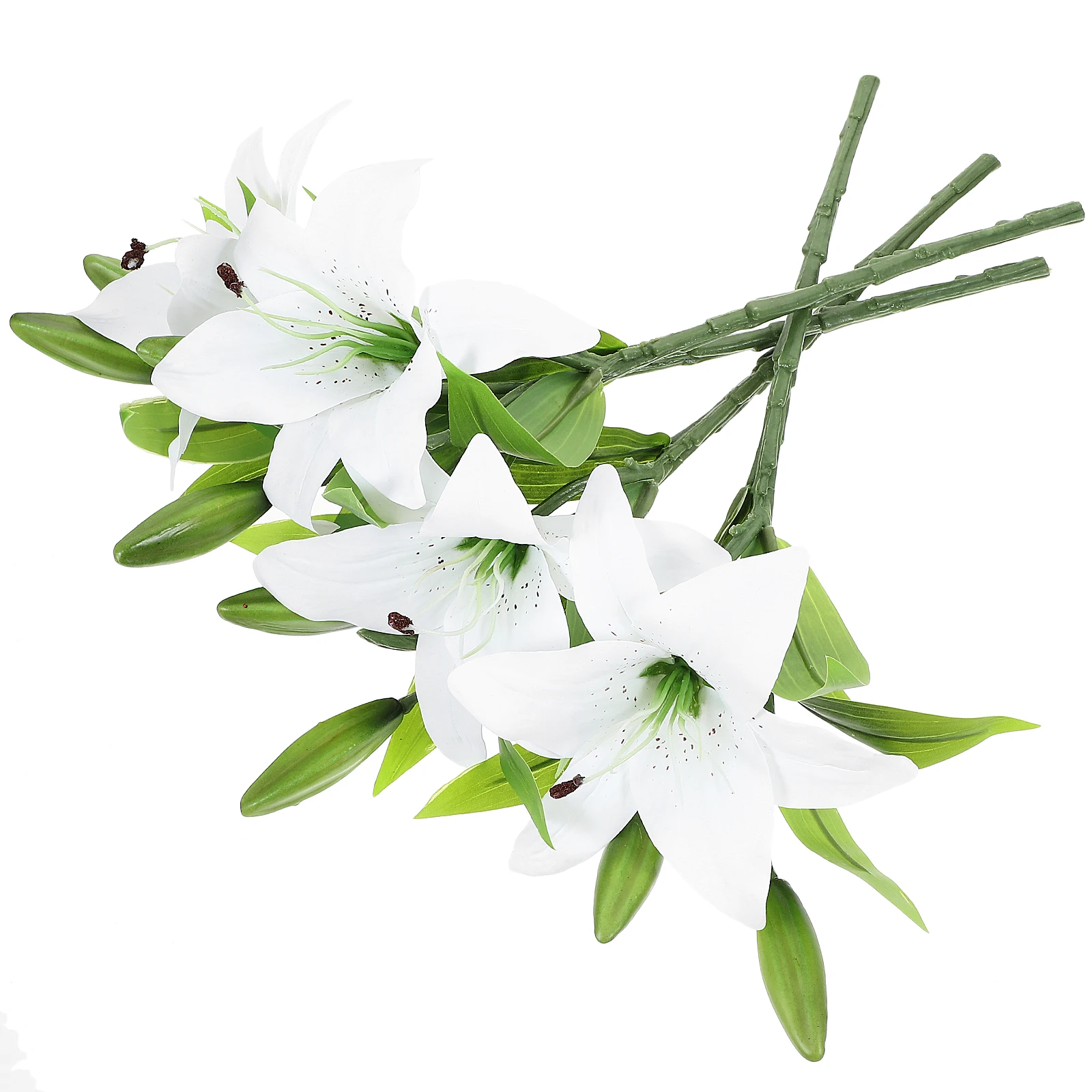 

4pcs Artificial Lily Flowers Vivid for Wedding Party Decoration Reusable PVC Lifelike Home Office Garden Ornament Fake Bouquet