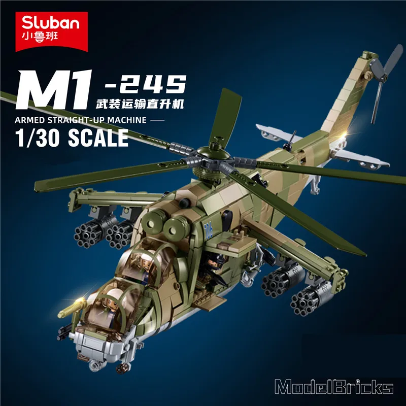 New Military Russia Plane WW2 MI-24 Kamov Ka-52 Helicopter Building Blocks World War 2 Army Gunship Figure Bricks Model Kit Toys