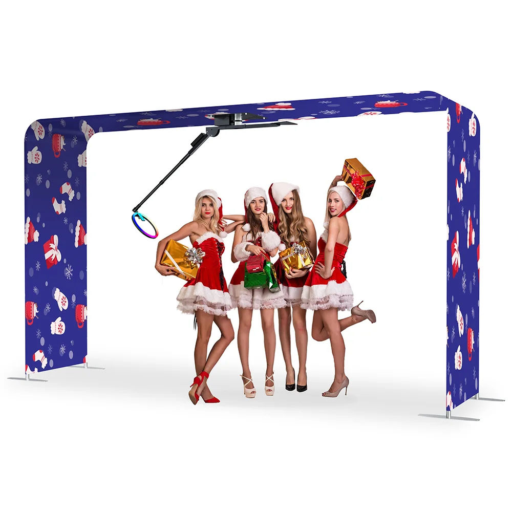 Overhead 360 Photo Booth Machine with Truss Top PhotoBooth Spinner Custom Logo Selfie Video Booths for 7-10 Peoples Party Events