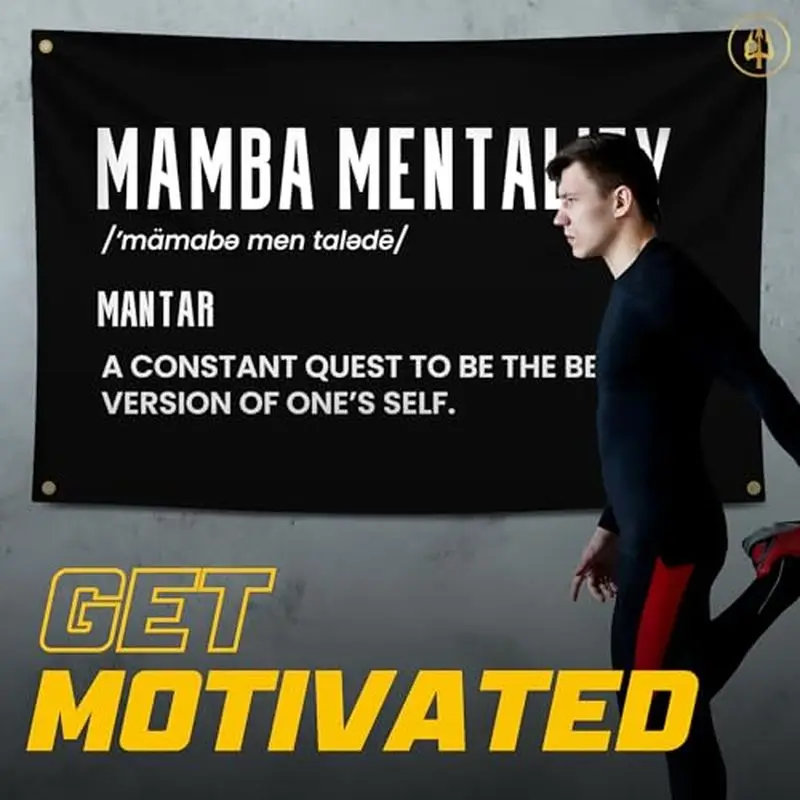 VIKAMA Mamba Mentality Definition Quote Wall Tapestry Black Basketball Player Running Motivational Inspirational Get Motivated