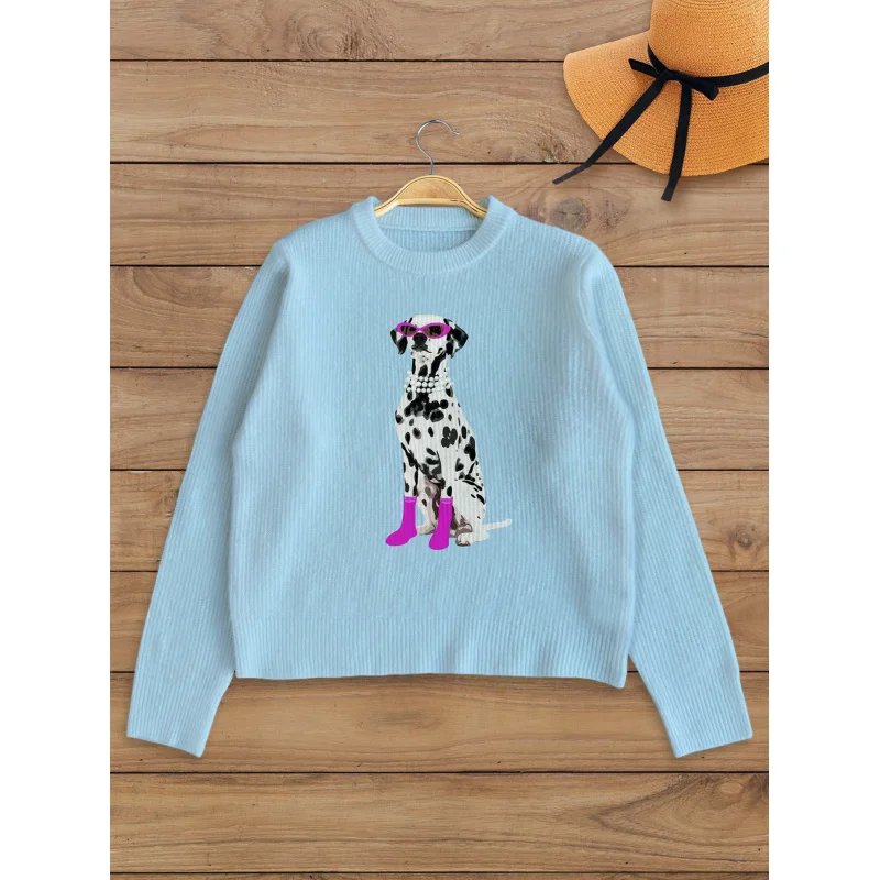 

Black Dachshund Print Knit Cardigan Women's Autumn Winter Button-Up Sweater, Loose Fit, Warm Casual Fashion Gift