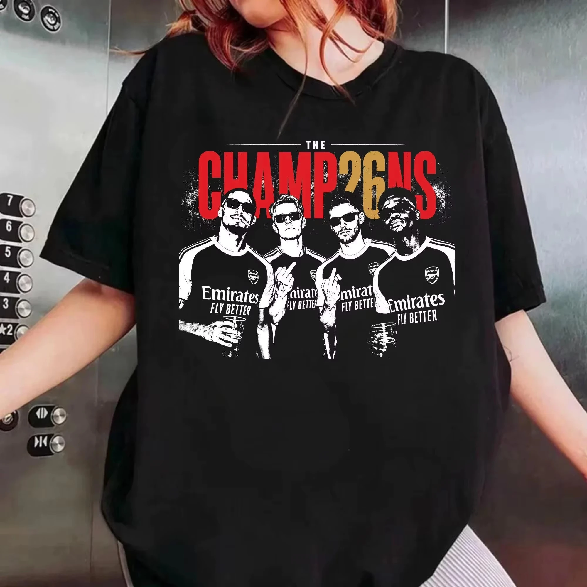 Camiseta del Arsenal, Campeón de la Premier League, Verano 2026, para Hombre y Mujer, Algodón, Estilo Y2K, Holgada, Manga Corta, Regalo para Fans