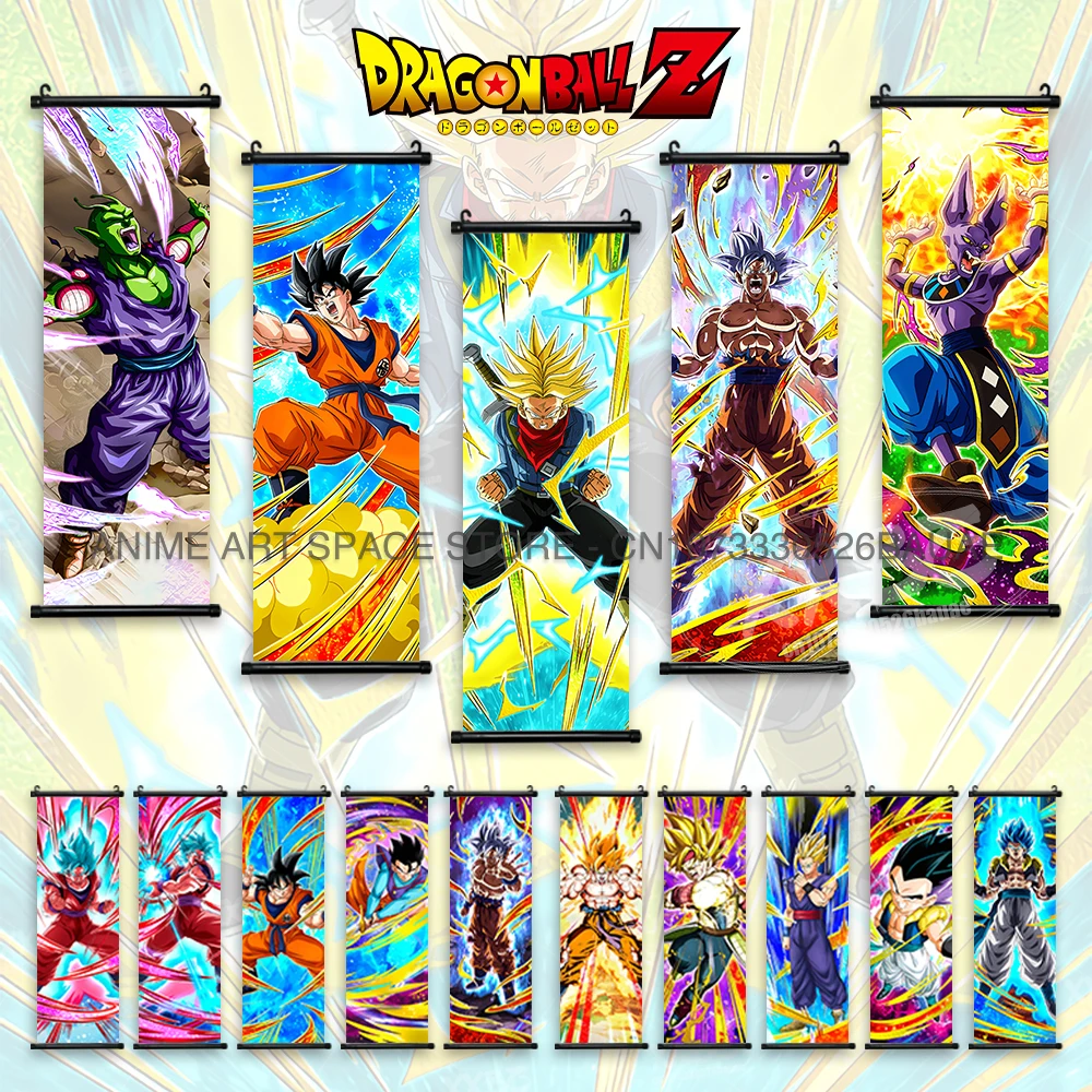 

Dragon Ball Hanging Painting Scrolls Pictures Wall Art Gohan Canvas Home Decor Goku Anime Posters Saiyan Vegeta Wallpaper Gift