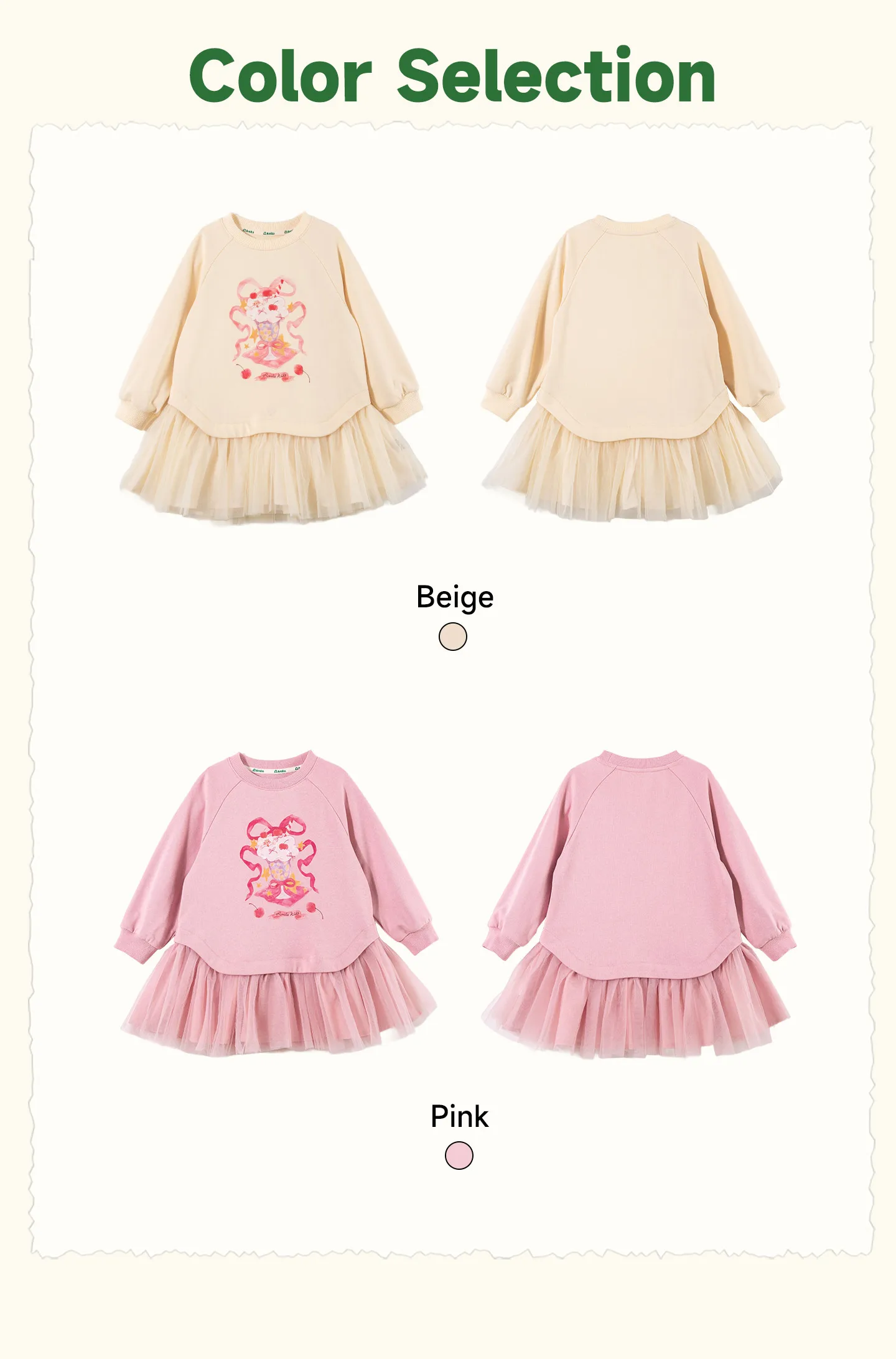 Amila 2026 Herbst Neues Kinder-Mädchen-Mesh-Splice-Kleid Niedliches Eiscreme-Muster Süßes Liebliches Prinzessinnen-Partykleid – Detail 5