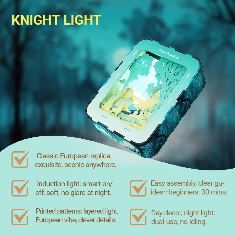 Rompecabezas de madera creativos DIY bosque Dreamland escena modelo Kits luces nocturnas decoraciones de escritorio regalos de cumpleaños y Navidad para niños