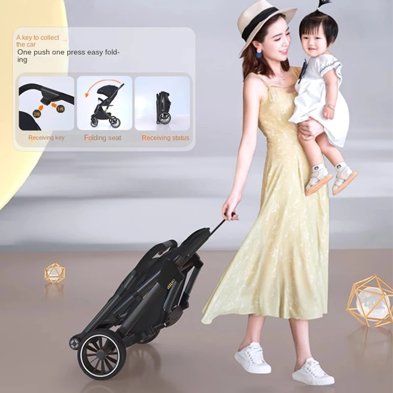 Portable Baby Stroller High Landscape Can Sit and Lie in both Directions to Promote the Baby stroller One-handed Folding