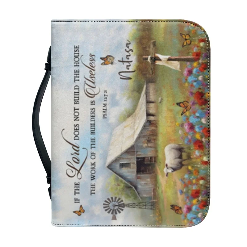 Bíblia Capa com Inspirado Verso Salmo, Impressão personalizada Case Capa Igreja, PU Bolsas, Livro de Estudo, Caixas de Armazenamento Santo