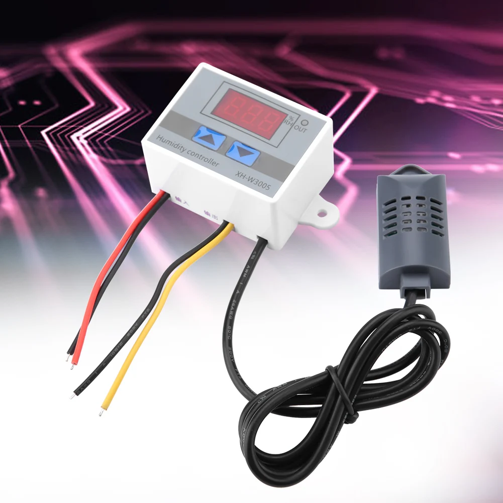 XH-W3005 Digital Hygrometer  Controller Humidity Sensor 0~99%RH 12V/24V/220V Hygrometer Digital Hygrometer