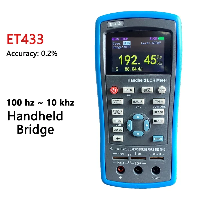 ET433 LCR Handheld Bridge Meter High Precision Continuously Adjustable Digital Multimeter Inductance Resistance Capacitor Tester