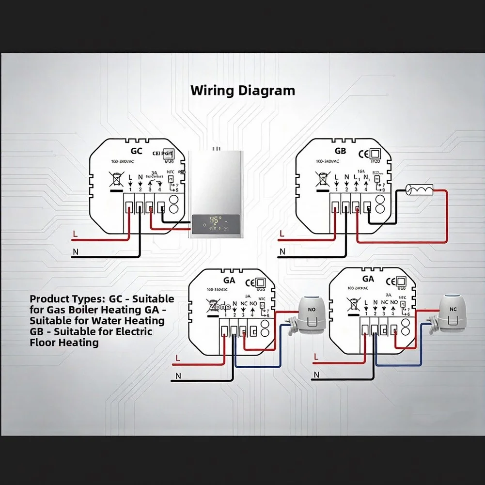 WIFI-Connected For Smart Thermostat for Residential Underfloor and Wall-Hung Boiler Heating with Lock Functionality