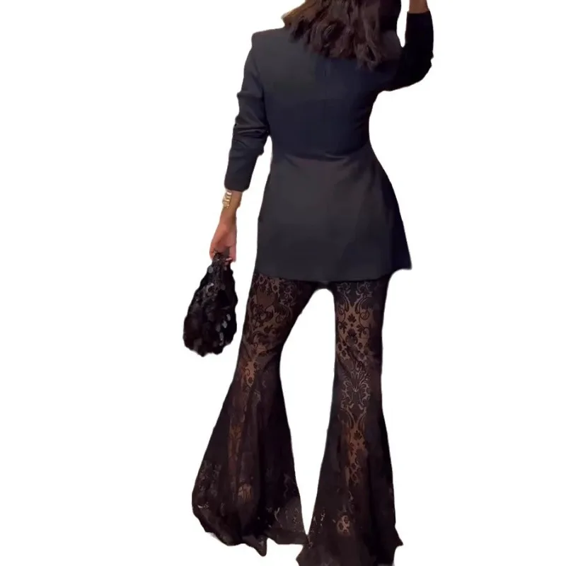 

Fashion Long-sleeved Suit Suit Casual Loose Lace Women's Two-piece Suit