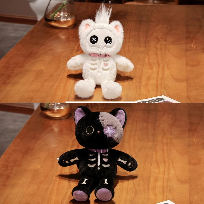Dark Serie Kawaii Black Devil Skeleton Cat Plush Toy Creative