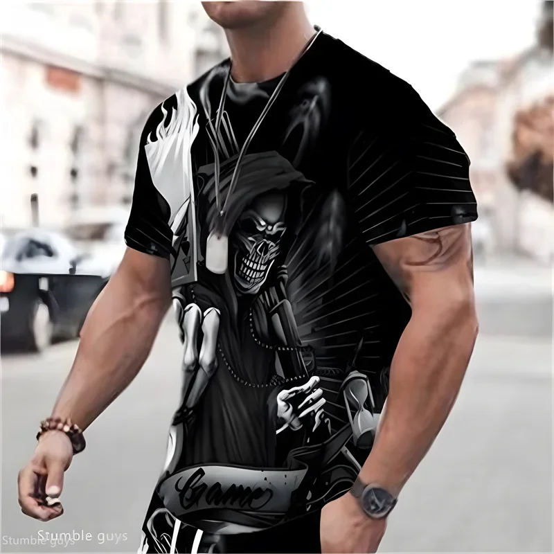 Angesagtes Herren-Sommer-Übergrößen-T-Shirt mit Anime-Motiv, Locker Geschnitten, Kurzärmlig, Atmungsaktiv, Weicher Stoff, Große Größen, Sport-Trikot, Streetwear