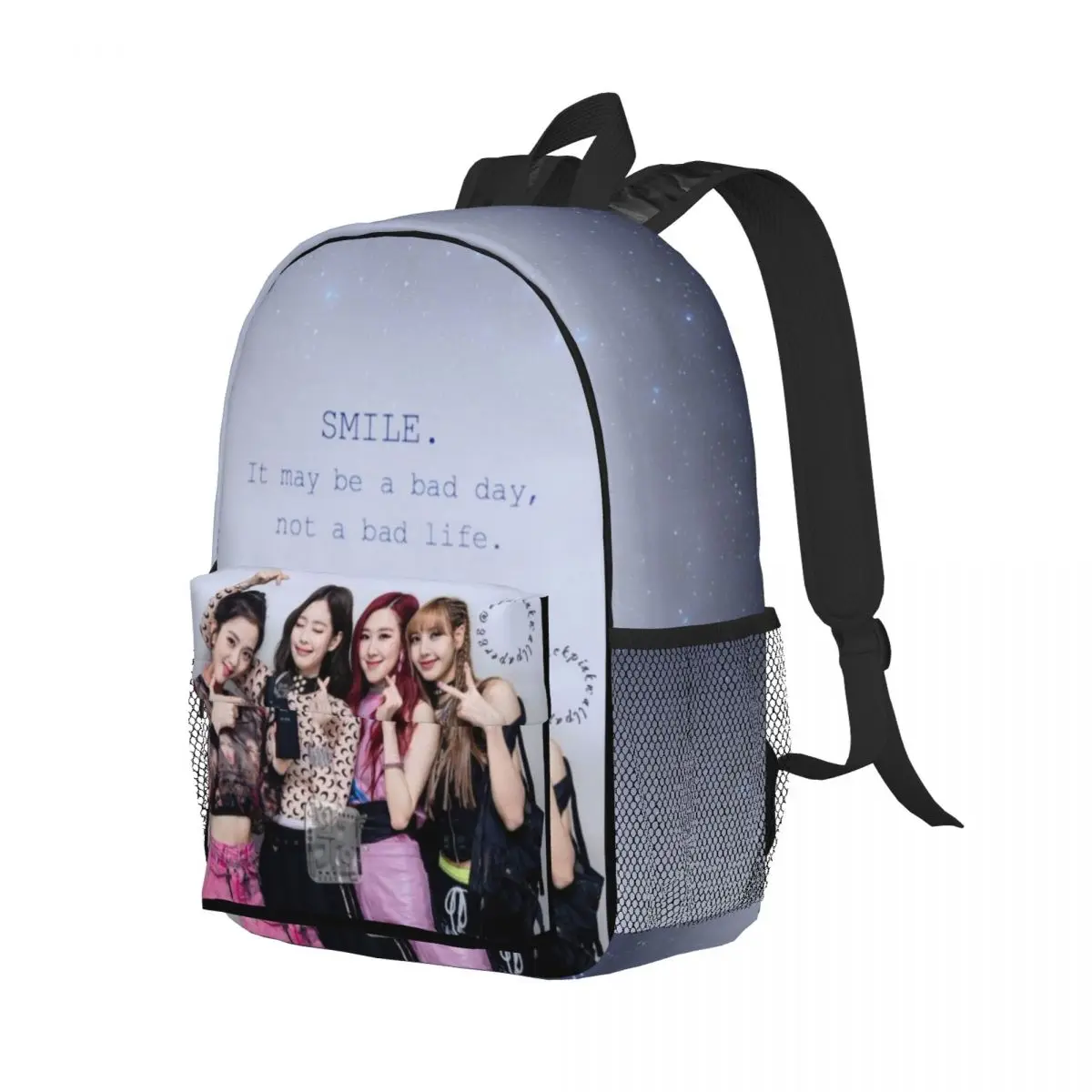 Like-b-black-pink Printed Lightweight Casual Schoolbag For School, Outdoor, Shopping, Office 15inch