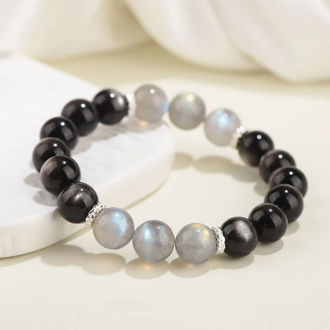 

DUTRIEUX Natural Obsidian Moonlight Bracelet For Men Women Light Luxury High End Feeling Birthday Gift Lucky Hand String 2025