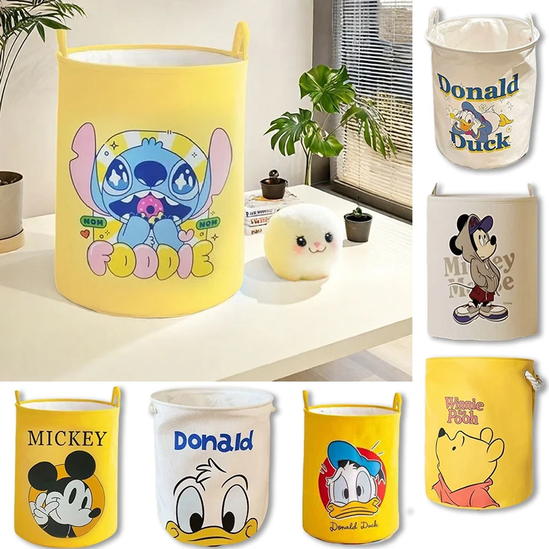 

Disney Mickey Fabric Storage Bucket Home Laundry Basket Dirty Clothe Basket Anime Toy Large Capacity Storage Box Folding Basket