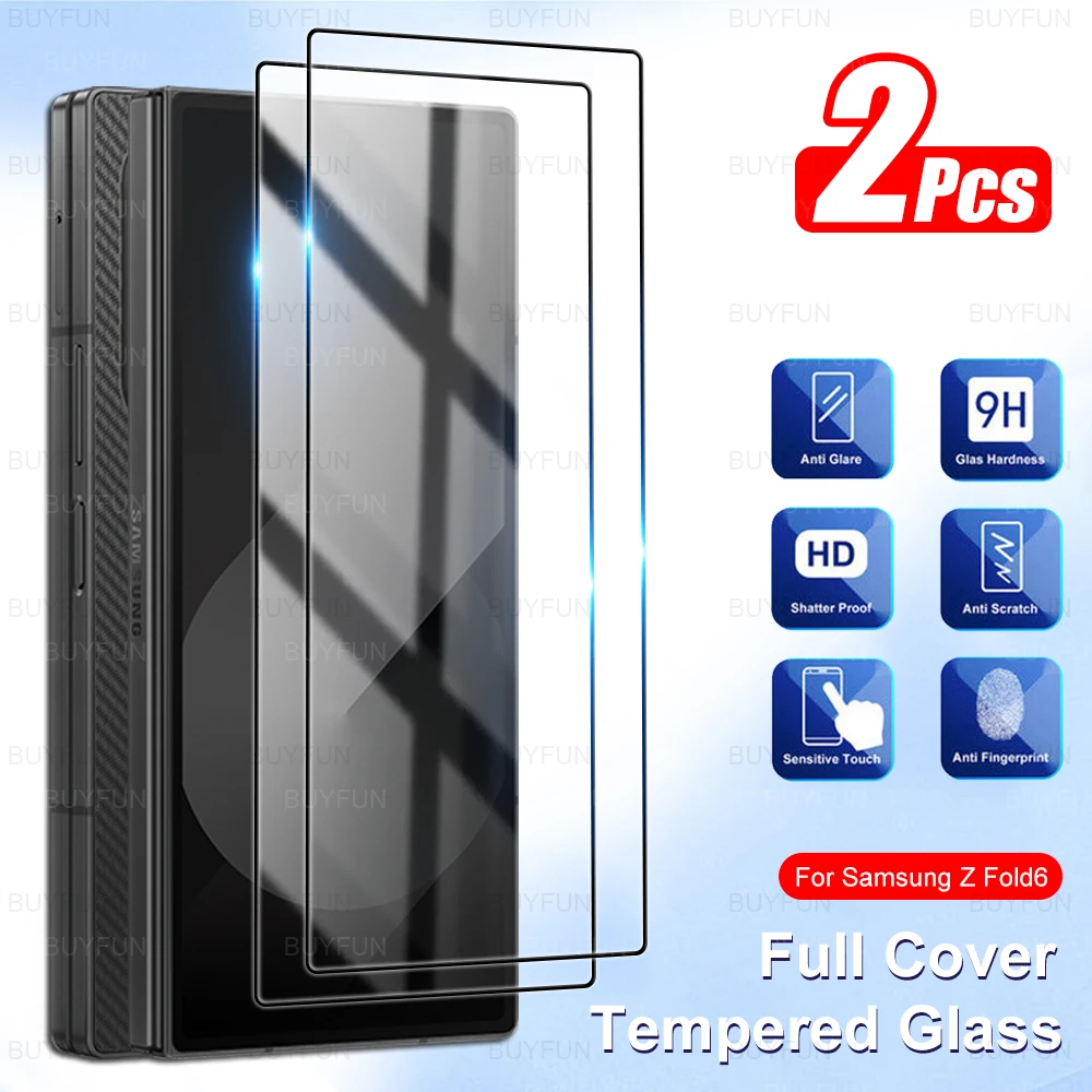 2Pcs Tempered Glass For Samsung Galaxy Z Fold 6 Fold6 2024 Clear Protective Film Sumsung zfold6 Samsong Sumsung Screen Protector