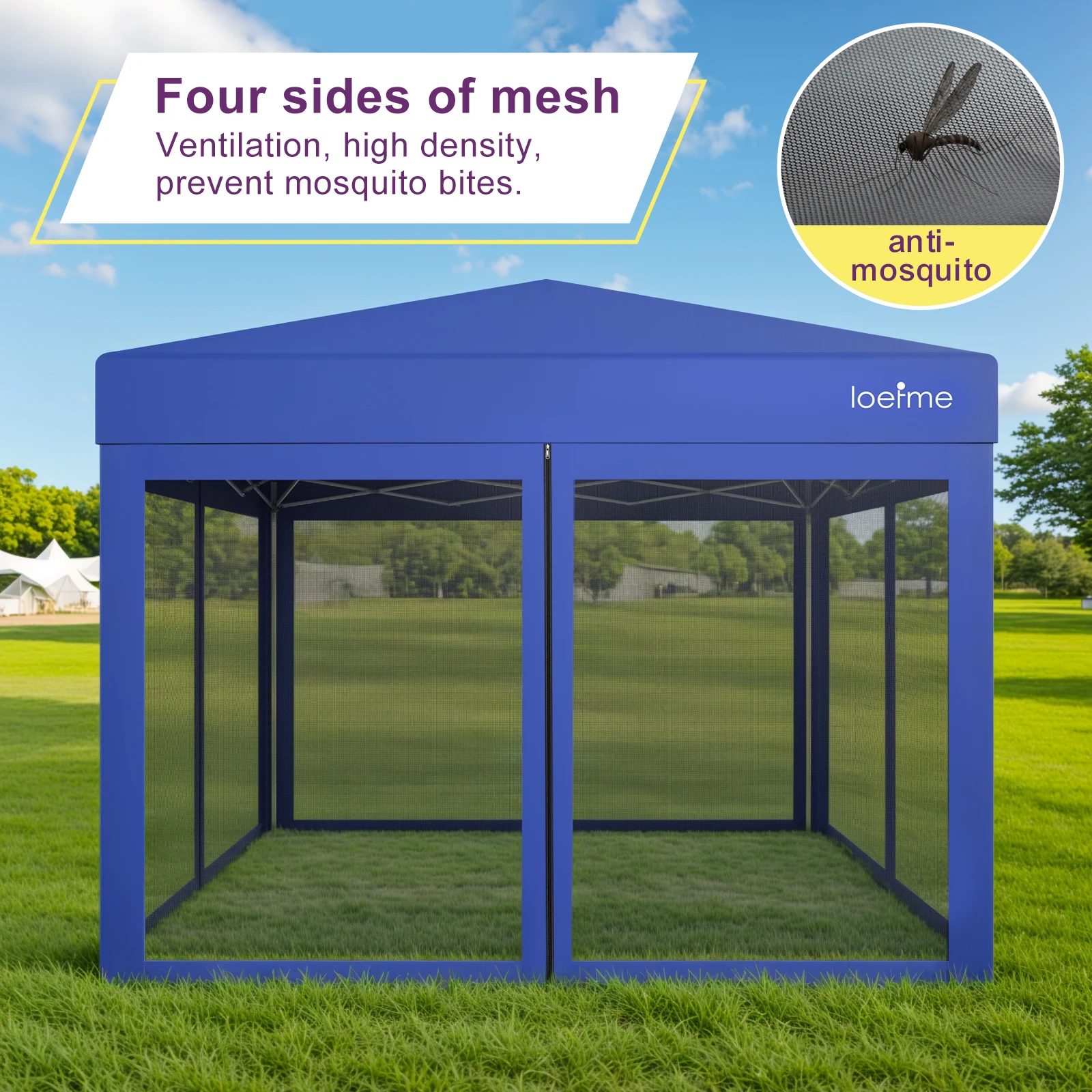 LOEFME Pop Up Gazebo Garden Canopy Outdoor Tent Anti-scratch Camping Tent Mosquito-proof Waterproof  4 Sides Vents UV protection