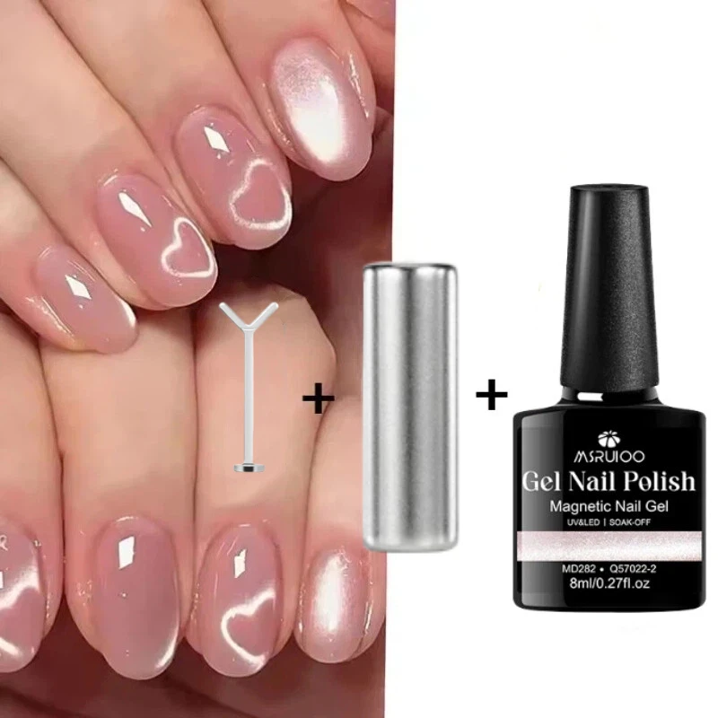 Set de 3 Esmaltes de Uñas Magnéticos con Diseño de Gato Lunar, Semipermanentes, Removibles con UV, con Herramienta Magnética, Suministros para Diseño de Uñas