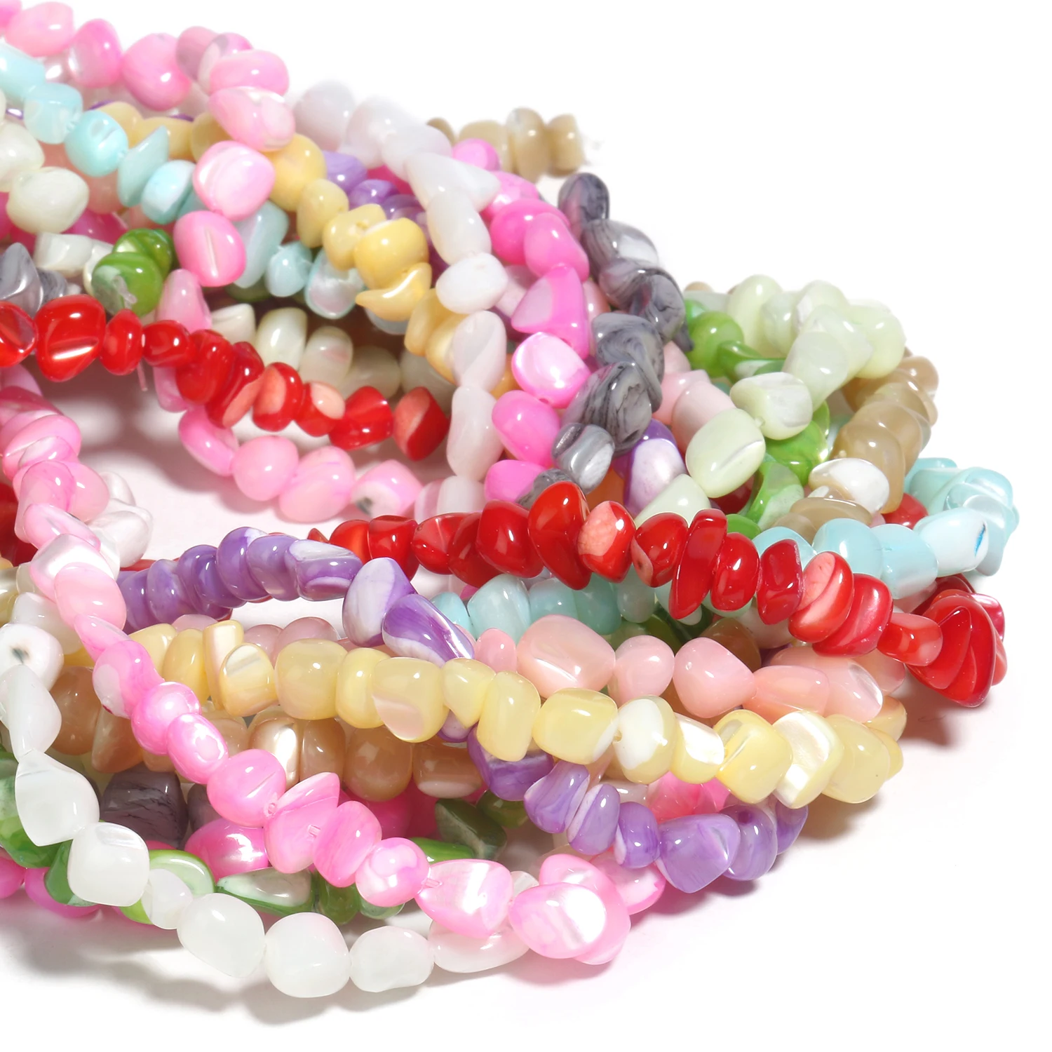 5-8mm Irregular Graval Shell Bead Dyed Mother of Pearl Shell Loose Beads for DIY Jewelry Making Bracelet Earrings 15\'\' Wholesale