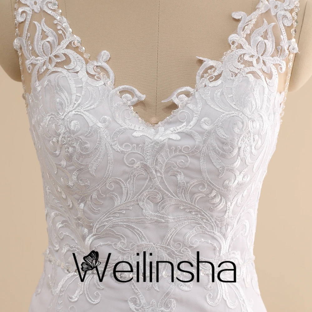 Personalizado Weilinsha Cap manga vaina preciosos vestidos de novia para las mujeres 2022 encaje hasta el suelo sin mangas vestidos de novia Jersey