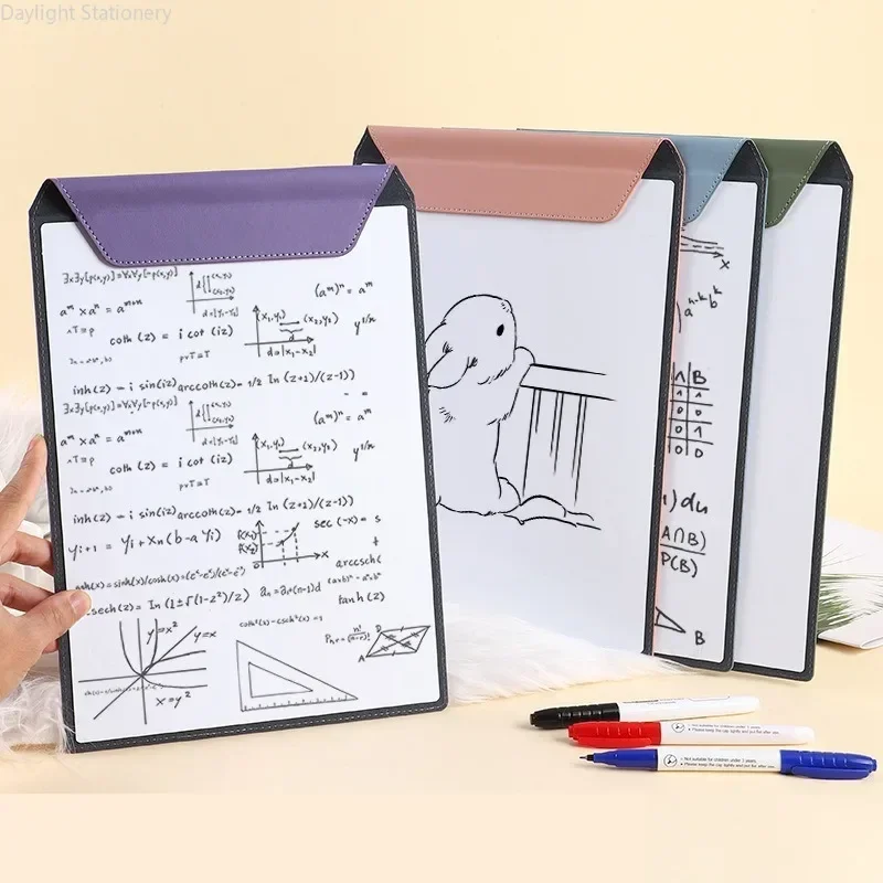 Portátil Magnetic Whiteboard Prancheta, Writing Pad, Reutilizável Dry Erase Board, Caneta apagável, Desenho, Demo Office File Clip, A4