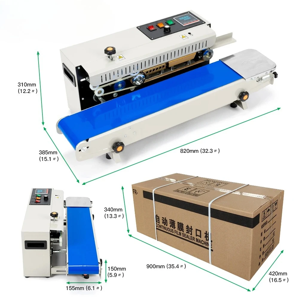 FR-900C Spray  Automatic Horizontal Plastic Bags Heat Sealing Machine Continuous Band Sealer Machine