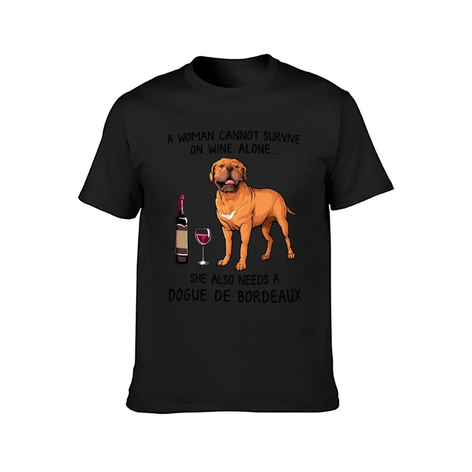 Dogue De Bordeaux dog and wine Funny gift for dog mom T-Shirt plus size tops animal prinfor boys mens graphic t-shirts