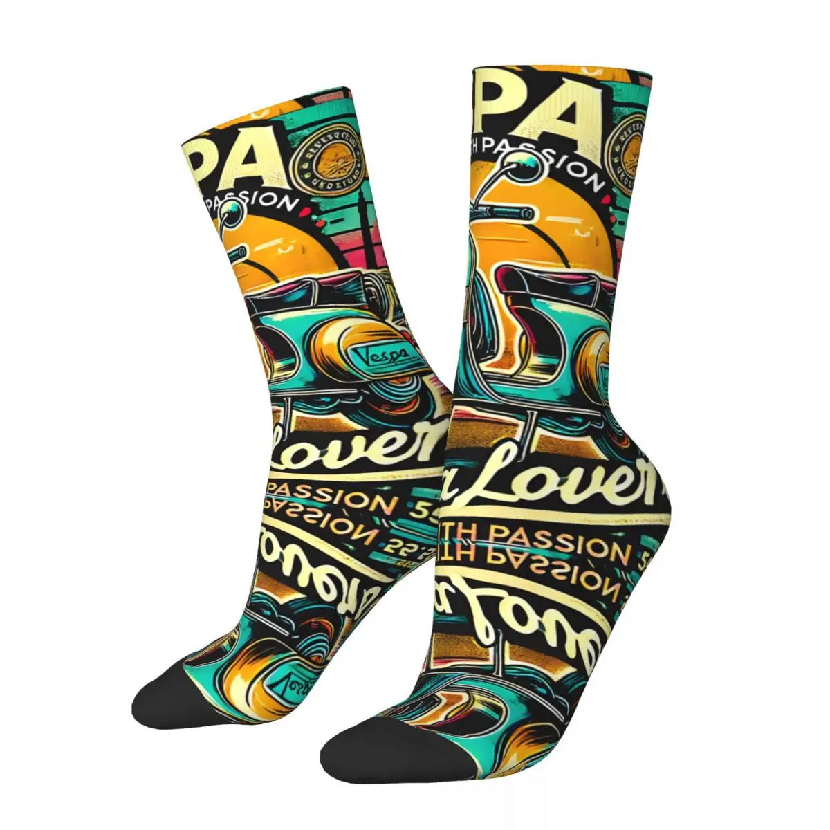 

Crazy compression Cool Sock for Men Harajuku V-Vespa Seamless Pattern Crew Sock Novelty