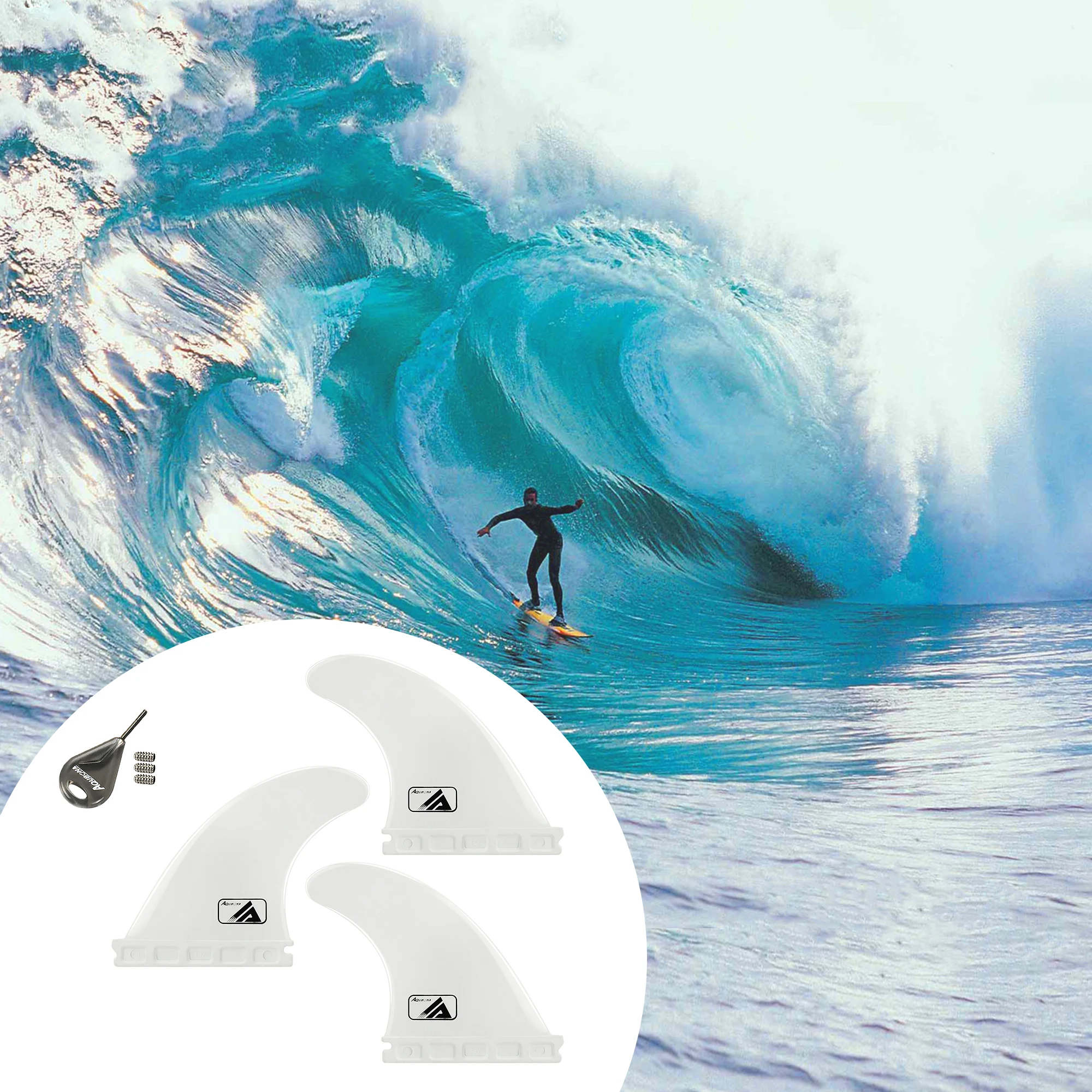 AQUBONA Surf Fin Single Tab & Twin Tabs Fins für Longboard Surfboard Paddleboard Thruster Set 437 Style – Detail 7