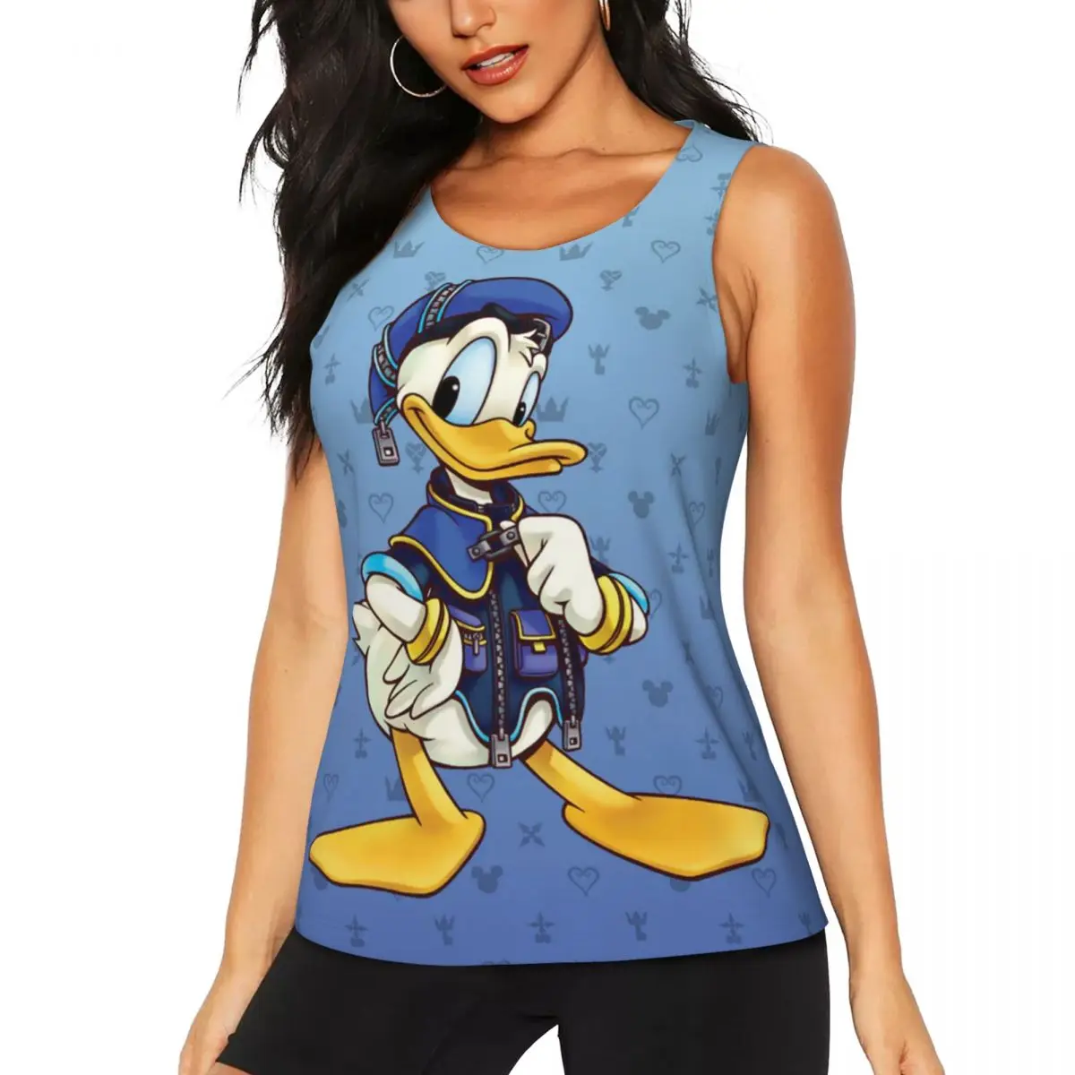 Niestandardowe koszulki do jogi Donald Duck Kingdom Hearts Royal Magician dla kobiet Sportowe podkoszulki do biegania