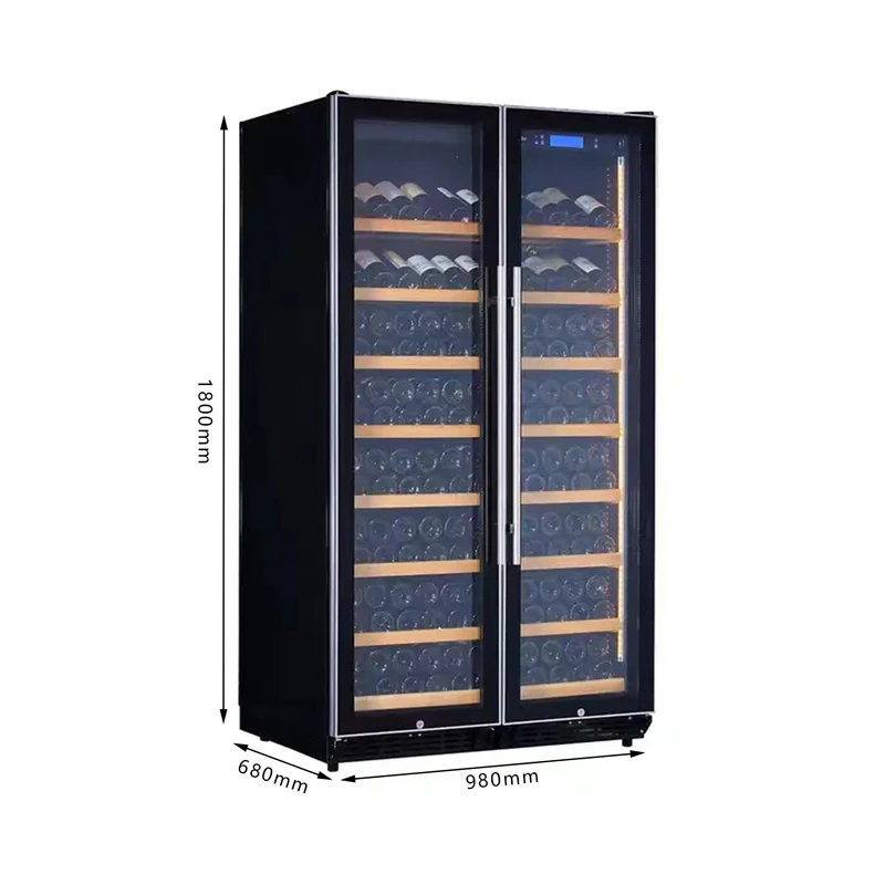 

Однозонный винный холодильник на 320 бутылок из нержавеющей стали для дома и отелей, электрический винный шкаф-бар